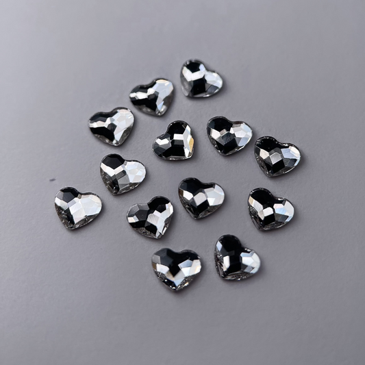 Strass dentaire Swarovski en forme de cœur, couleur crystal, haute brillance, qualité professionnelle.