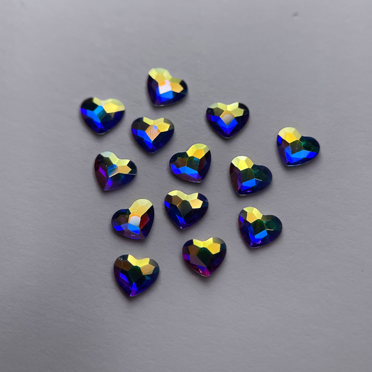 Strass dentaire Swarovski en forme de cœur, couleur holographic, haute brillance, qualité professionnelle.