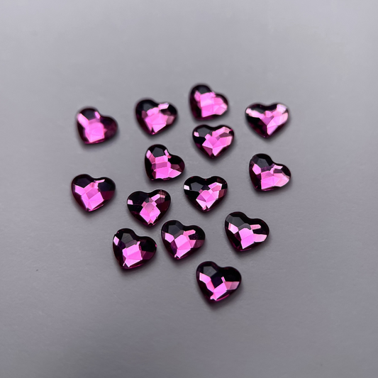 Strass dentaire Swarovski en forme de cœur, couleur pink candy, haute brillance, qualité professionnelle.