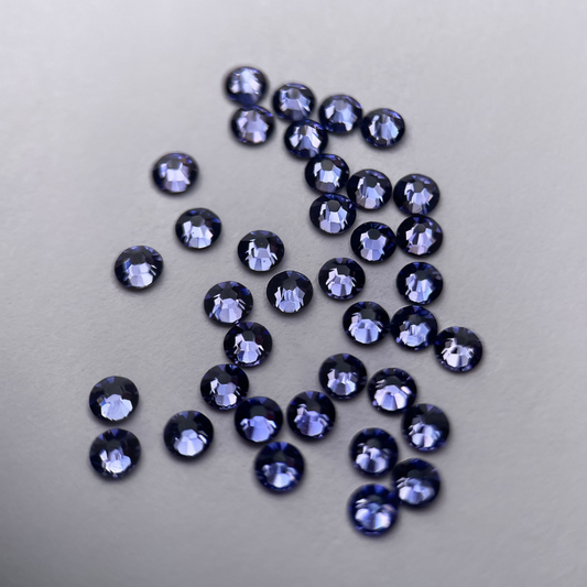 Strass dentaire Swarovski rond, couleur tanzanite, éclat profond